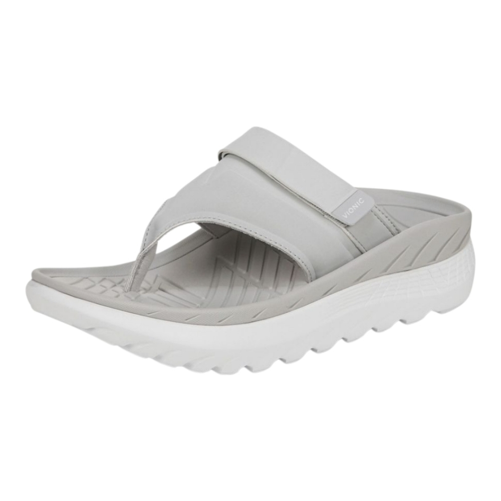 Vionic Women's Light Gray and White Cushioned Thong Sandals